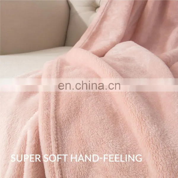 Drop Shipping 7 Days Convenient Delivery Plain Pink Travel Airplane Sofa Fleece Blanket With Samples photo-3