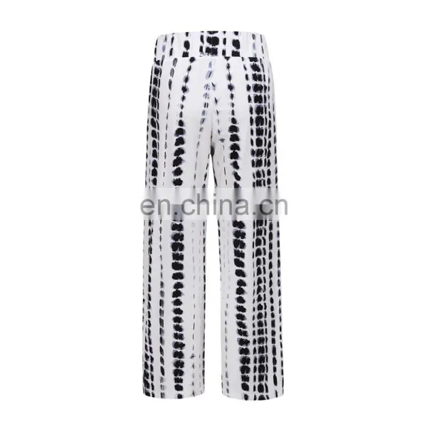 New Arrivals 2020 Spring&Summer Ladies Loose Printed Pants Women Wild-leg Tie-dye Floral Casual Trouser photo-5