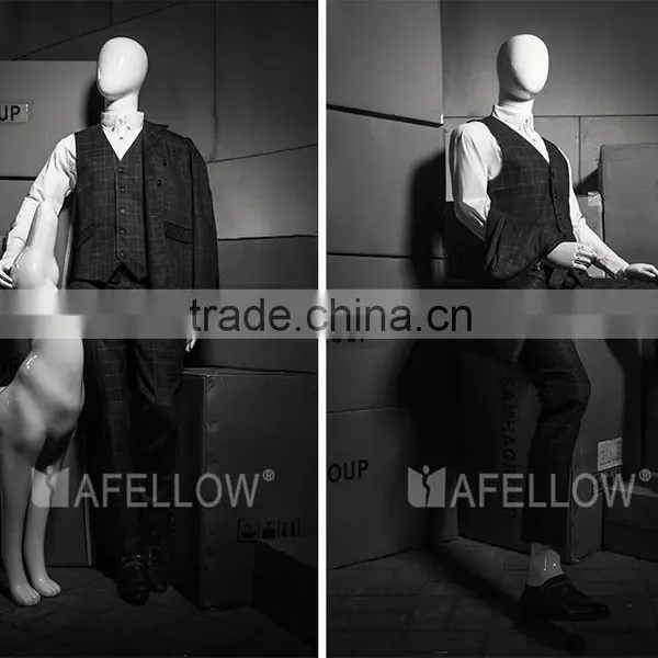 Fiberglass Glossy White Male Egg Head Movable Mannequins photo-4