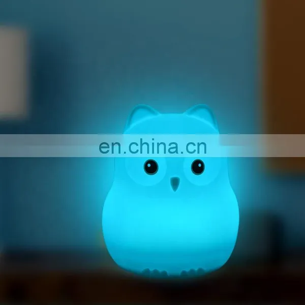 Children Cartoon Cute 3D Owl Shape Silicone Lamp Baby Colorful Sleeping Lighting Touch Night Light for Kids photo-5