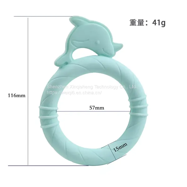 2022 New Style Cute Dolphin Handheld Food Grade Silicone Baby Teether Souvenirs Rattle Toys photo-2