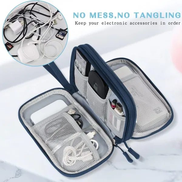 Portable Waterproof Double Layers Storage Bag for Cable, Charger,Etc. photo-4