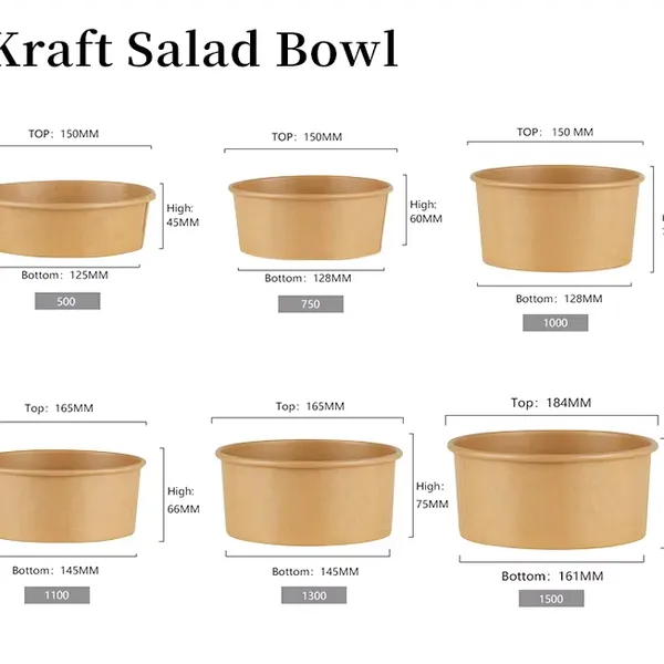 Chinese Factory Supply Logo Disposable Kraft Paper Bowl Large Capacity Paper Bowl Recyclable photo-2