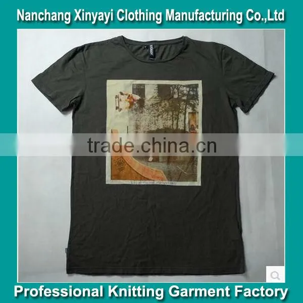 Europe Men's S/S Printed Digital Photo Frame China Knitted Garments