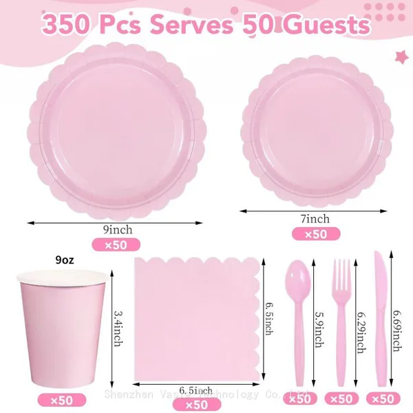 Light Pink Lace Disposable Tableware - for Baby Shower & Birthday Party Supplies photo-4