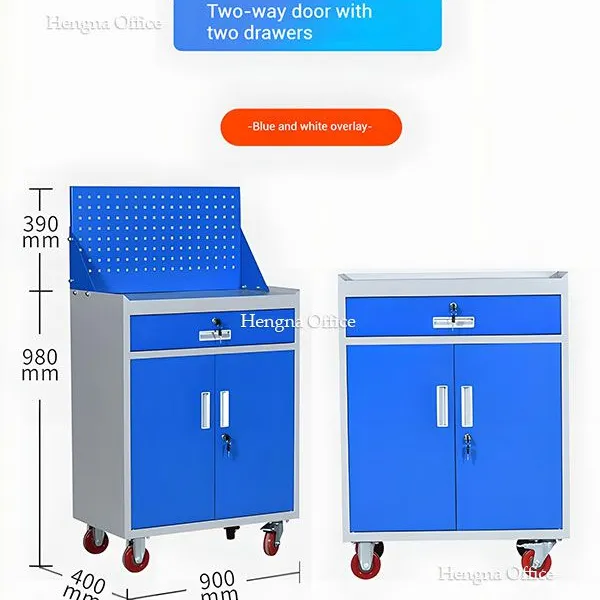 Heavy Duty Service Cart for Chicago Manufacturing Facilities, Powder Coated Steel Tool Cabinet With Anti-Skid Rubber Top Mat & Central Lock photo-4
