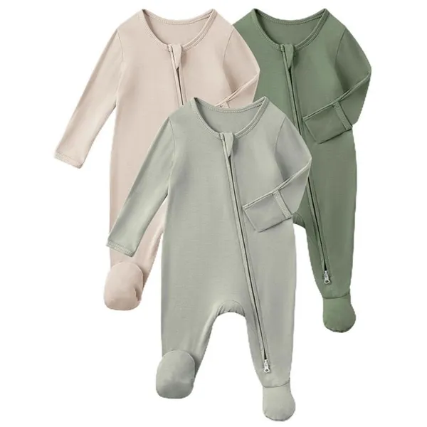 Bamboo Fiber One-piece Suit, Class a Crawling Suit for Newborn Babies, Farting Suit, Long-sleeved Toe Cover, Baby Pajamas, Home Wear photo-2
