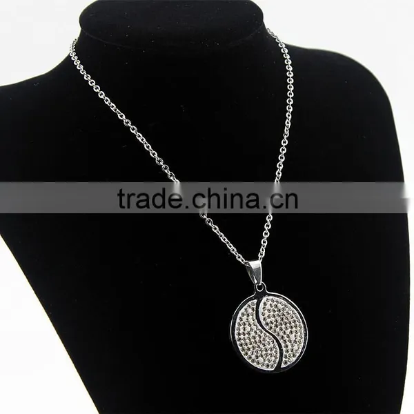 Stainless Steel Diamond Tai Chi Yin Yang Necklace Jewelry Wholesale photo-2
