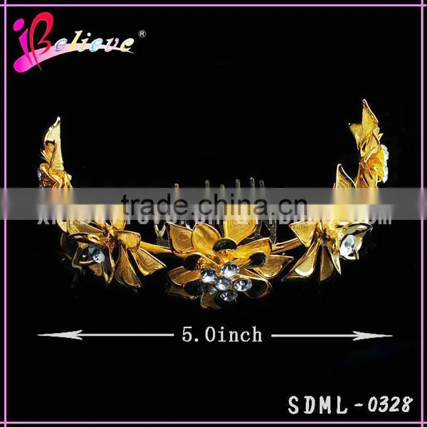 Bulk Hair Combs Wholesale Gold Flower Clear Rhinestone Hair Combs for Women photo-2