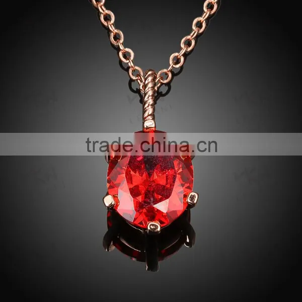 New Design Women Necklace 2016,rose Gold Chain Necklace Red Zircon photo-5