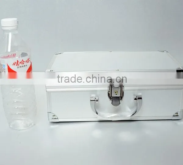 AN55 ANPHY Plain Color Aluminum Jewelry Box Cosmetic Suitcase Journey Case Metal Accessory Handle and Lock 29*18*11cm 1kg Silver photo-4