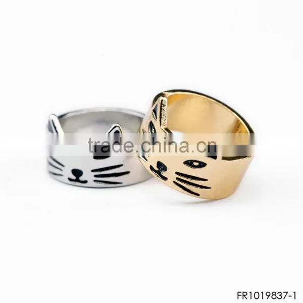 Gold or Silver Cute Cat Ring Fashion Simple Design Friendship Ring Set photo-3
