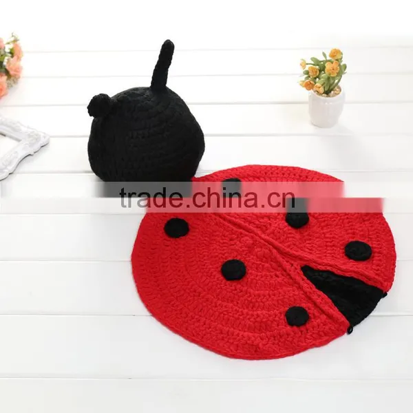 Cute Ladybird Newborn Baby Bloomer And Hat,Crochet Baby Photo Costume photo-3