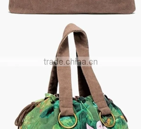 Traditional Design Custom Handbag, Canvas Fabric Custom Handbag,elegant Lady Custom Handbag photo-3