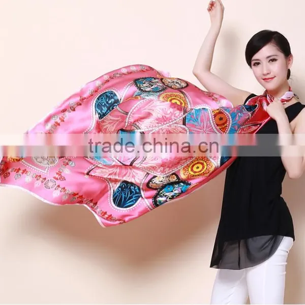 2015 Women Lady Print Silk 110*110CM Neck Scarf photo-4