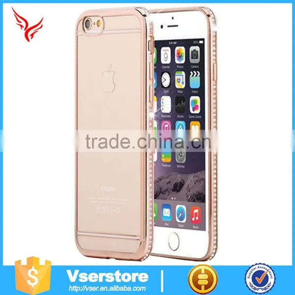 Electroplating Bling Tpu Transparent Clear Case for Iphone 6 Diamond Bumper Case photo-4