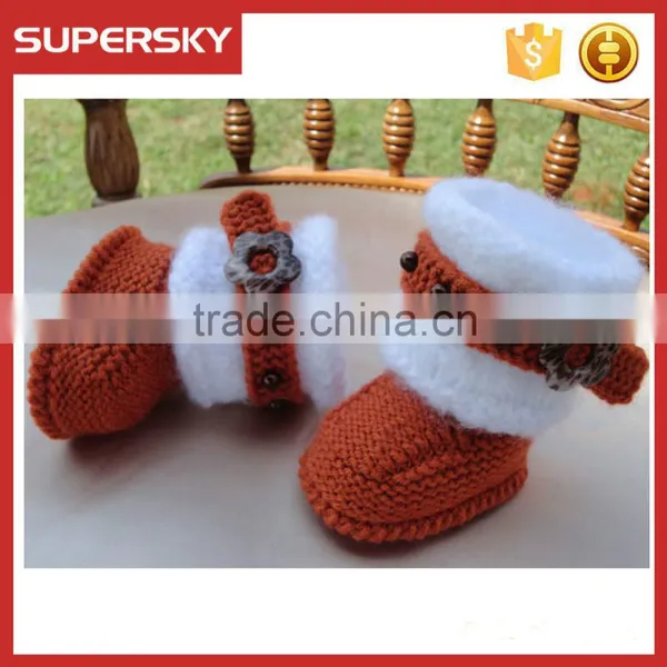 V-127 Fashion Knit Pattern Warm Crochet Baby Shoe Knitted Toddler Indoor Slippers Shoe photo-3