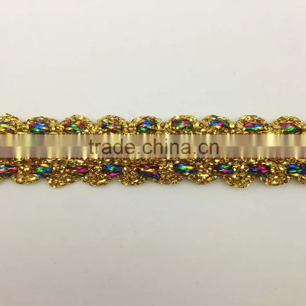Fashion Glitter Metallic Thread Multicolor Golden Lace Trims photo-2