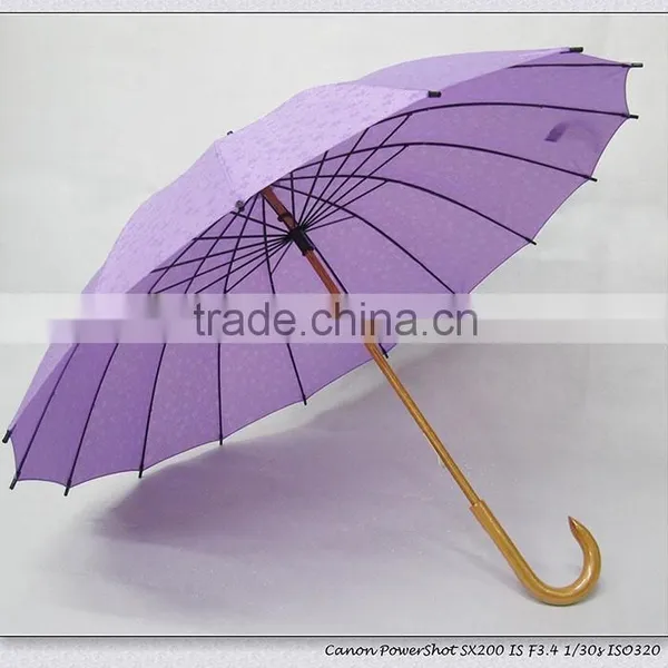 23"*16k Manual Open Wooden Staight Umbrella photo-4