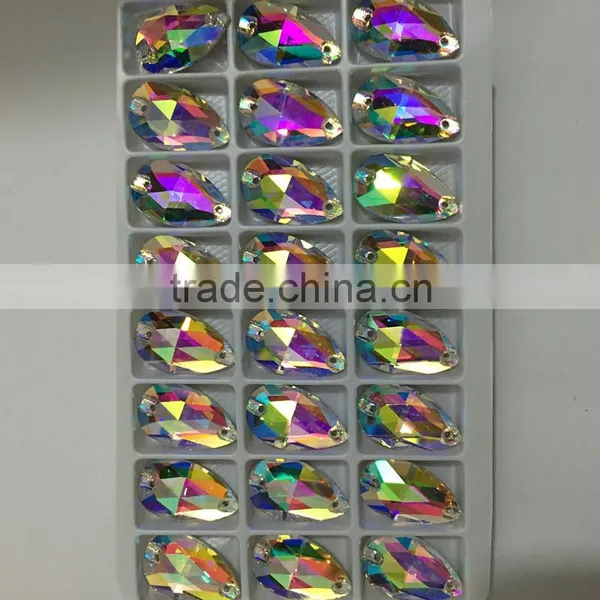 13x22mm Crystal AB Teardrop Shaped Glass Beads With Hole for Stitching to Clothing Quality Choice photo-3