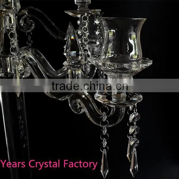 Glass Votive Candelabra Wedding Decorations Tall Crystal Candelabra Flower Arrangements Crystal Tea Light Holder photo-6