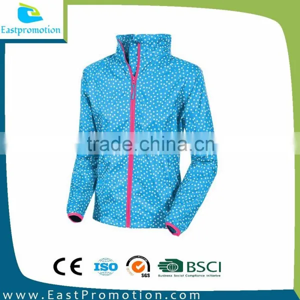 190T WAVE POINT PRINTED NO HOODED WATERPROOF WINDBREAKER JACKET photo-2