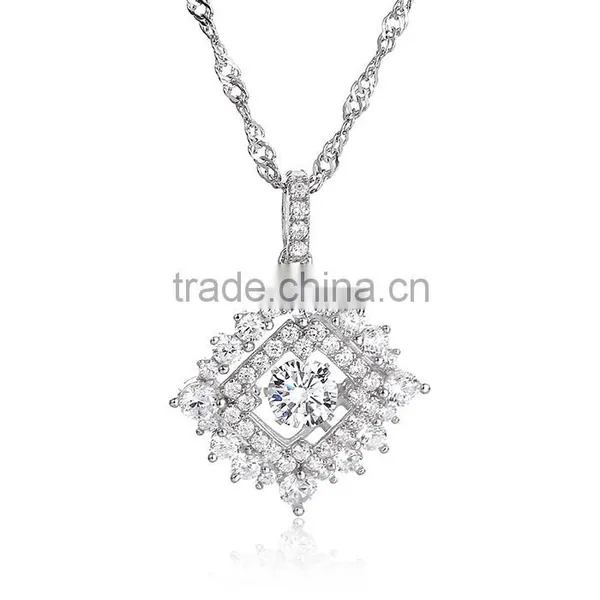 925 Sterling Silver Dancing Stone Pendant Necklace SPG912W photo-5