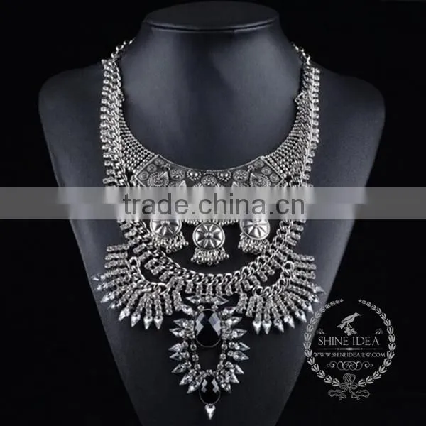 High Quality Vintage Rhinestone Chunky Statement Necklace Tin Alloy Fashion Women Pendant Necklace 6390088 photo-2