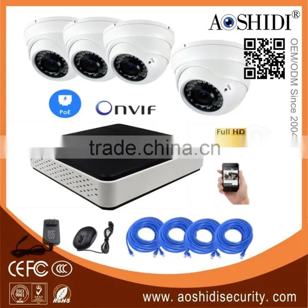 4 Channel 2MP Cameras Outdoor POE Onvif IP CCTV Cam Kits,4CH 1080P DVR Home surveillance camera System