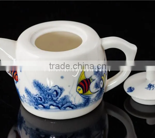 280ml Red Fish Painting Ceramic Tea Pot photo-2