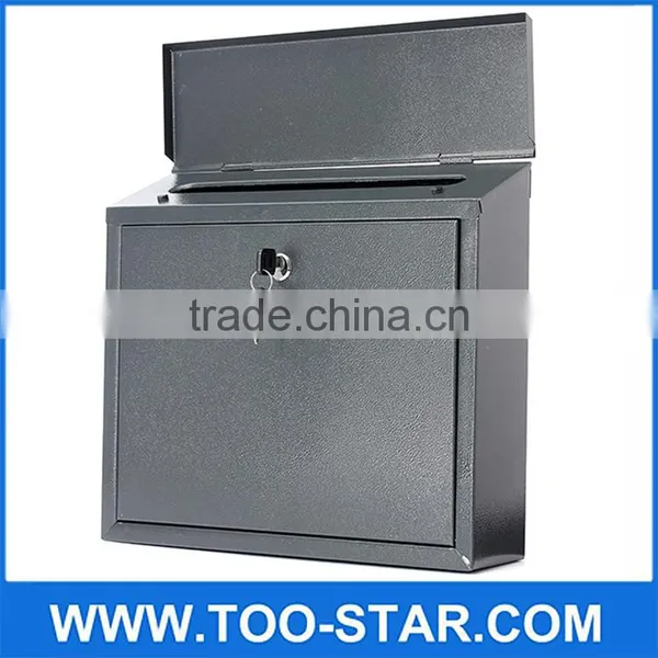 355x315x85mm Black Post Letter Box Mail Box Lockable Stainless Steel Wall Mount Mail Boxes photo-4