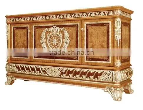 Vintage Style Wooden Sideboard, Antique Wooden Carving Buffet, Luxury Dining Room Painted Decorative Side Cabinet photo-4