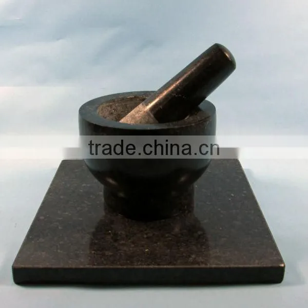 Polised Granite Mortar and Pestle With Unique Design photo-2
