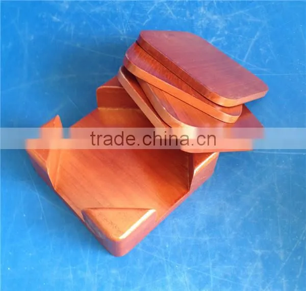 Red Custom Square Wooden Tea Cup Coaster Wholesale photo-3