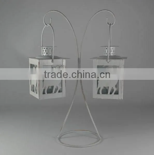 Metal Stand With Two Christmas Deer Lantern photo-6