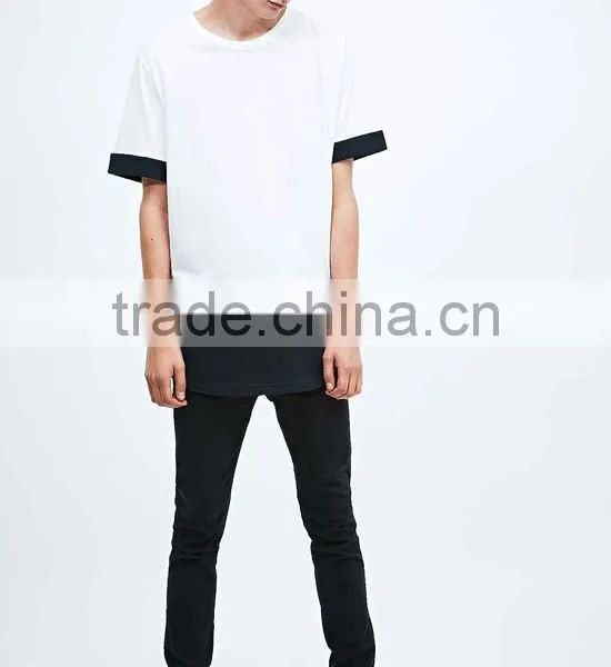 2015 OEM Factory Hot Selling 100% Cotton Men's Extended T Shirt photo-2
