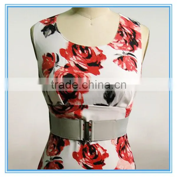 Latest Dress Patterns Ladies Casual Floral Print Dress With Waist Belt2016 photo-2