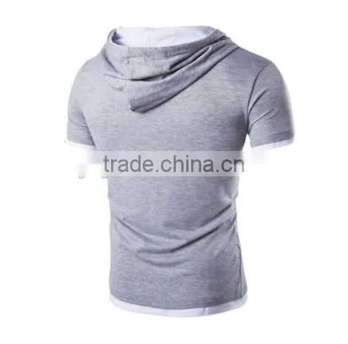 Latest Shirt Designs for Men Plain Fashion Sport Tshirt With Hood photo-4