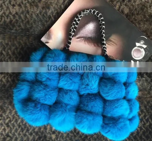 2016 New Design Rabbit Fur Pom Pom Bag/Wholesale And Retail/Fast Shipping/Super Quality photo-4