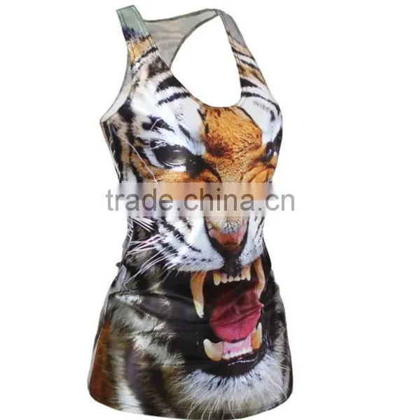 Small MOQ Cheap Animal Tiger 3D Printed Sleeveless Garment Ladies photo-2