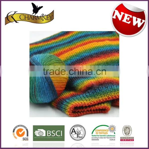 Charmkey Fancy Space Dyed Hand Knitting Yarn 100 Merino Wool Roving Yarn for Sweaters photo-4