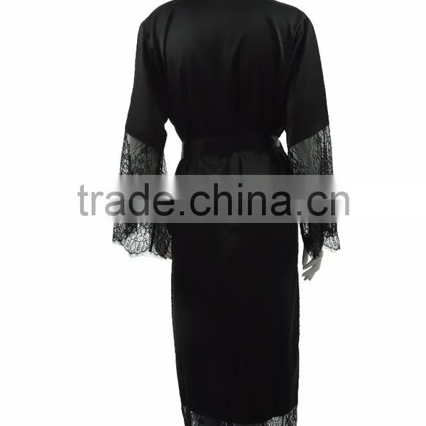 High Quality Black Lace Robe photo-2