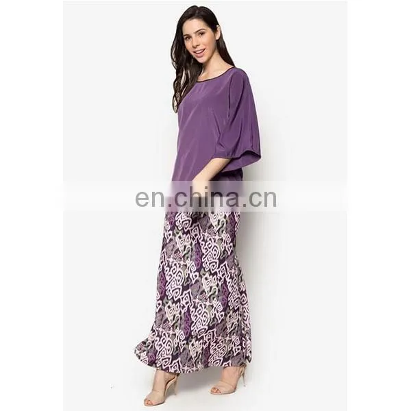 High Quality Fancy Baju Kurung Latest Design 3/4 Kimono Sleeves Muslim Top photo-3