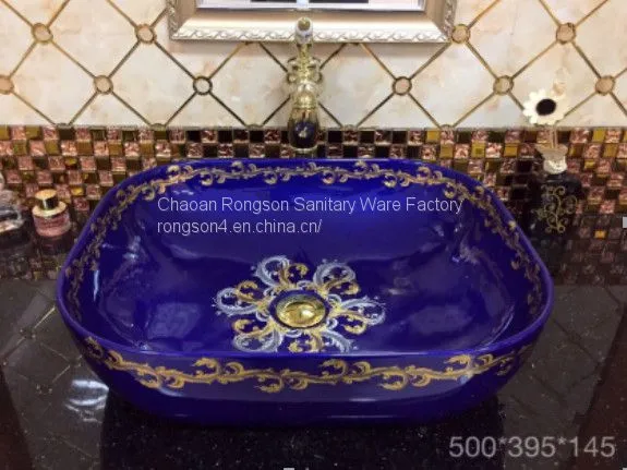 2018 Hot Selling Ceramic Tabletop Square Sanitary Ware Luxury Good Quality Bathroom Art Wash Hand Basin Sink photo-3