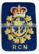 Royal Canadian Navy Gold Bullion Blazer Badge, Military Badge, Fashion Military Badge