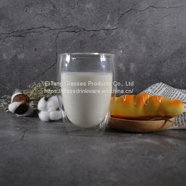 Logo Custmized Hot Sale FDA Certification Manmade Healthy Heat Resistant Double Wall Glass Borosilicate Glass Coffee Cup photo-3