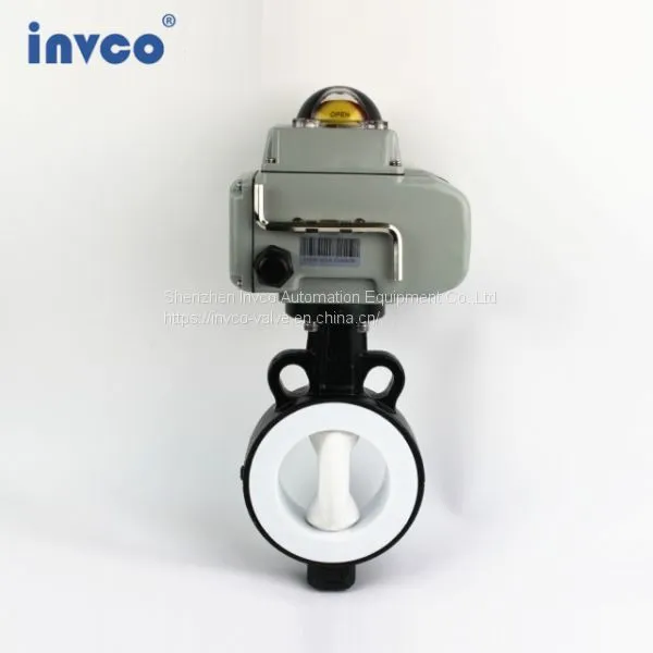 INVCO Wafer Type Electronic Butterfly Valve,Wafer Connection Fluorine Butterfly Valve photo-2