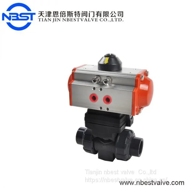 Factory Low Price Pneumatic Double Union UPVC PVC 2 Way Plastic Ball Valve photo-3