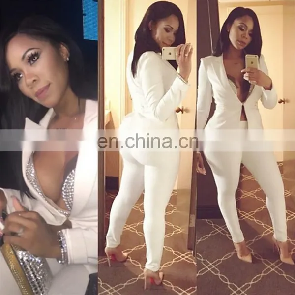 Hot Selling Long Sleeves Two Piece Office Lady Sexy Blazer Business Suit Sets photo-3