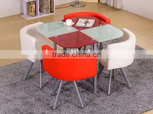 1+4 Square Glass Table Set Small Meeting Tables Dinning Talbes and Chair photo-4
